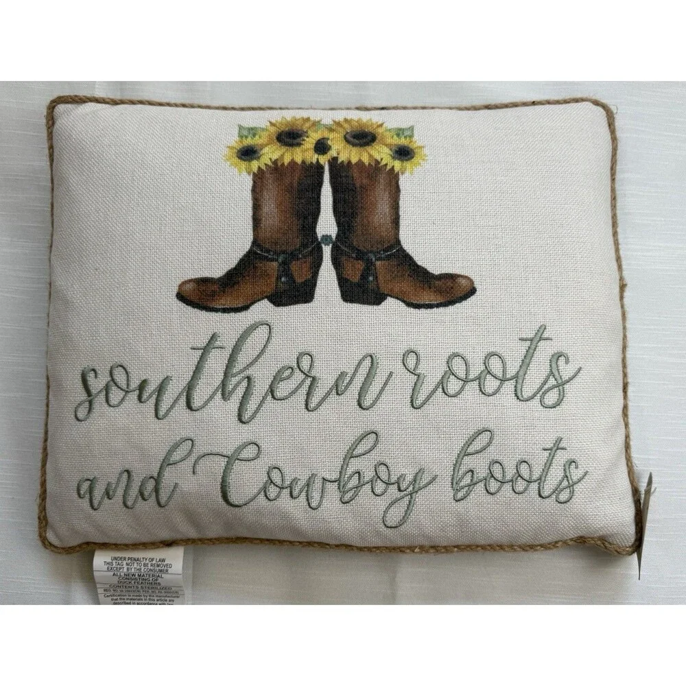 THRO Home By Marlo Lorenz Southern Roots Cowboy Boots 14”x18” Throw Pillow New